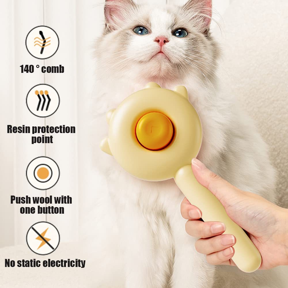 Brosse de Toilettage pour Animaux avec Bouton de Nettoyage - Chiens et Chats, Poils Courts ou Longs