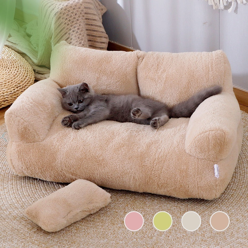 Lit de Luxe pour Chat en Forme de Sofa – Nid Douillet pour l’Hiver, Lit pour Petits et Moyens Chiens et Chats, Lit en Peluche Confortable pour Chiots